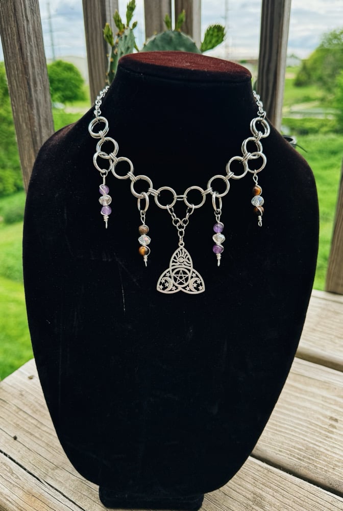 Image of "Divine Connection" Choker w/ Amethyst & Tiger's Eye
