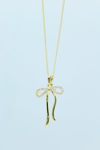 Image 3 of Rhinestone Bow Necklace 