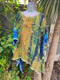 Image 10 of Poncho Woodstock Top -free size yellow blue