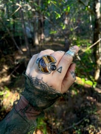 Image 1 of Tiger Eye & Black Sapphire ring~7.5-9