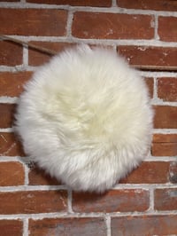 Image 4 of Sheepskin WHITE Wool Leather Shearling Pieces in Roundish Natural Shapes 