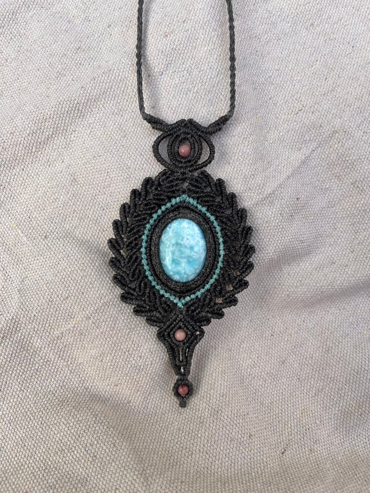 Image of Macrame necklace with larimar stone