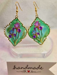 Image 2 of Handcrafted Resin Iris Earrings 