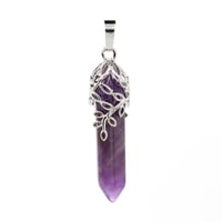 Image 1 of Crystal Hexagonal Stone Pendants For Women Neckalce DIY Natural Amethyst Rose Quartz Lapis Lazuli St