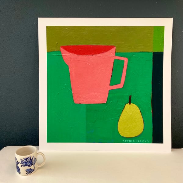 Image of Pink Jug and Pear limited edition giclée print