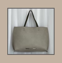 Image 3 of STEVE MADDEN taupe and army green vegan leather square handbag