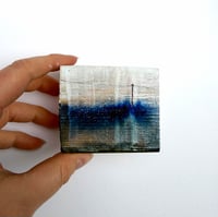 Image 2 of Tiny Silver Sky Telegraph Pole Landscape on wooden block