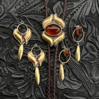 Image 3 of Amber and Brass Earrings
