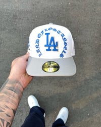 Image 2 of ROYAL BLUE BRIM TRI-TONE LA DODGERS CUSTOM FITTED CAP