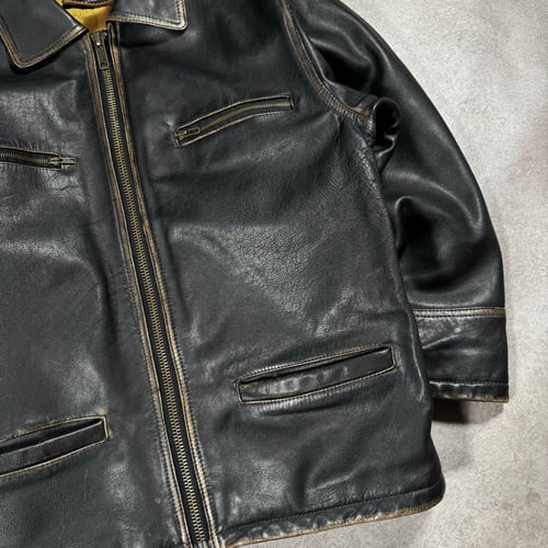 Image of 1990s Bomb Boogie Heayweight Leather Jacket, Size Large