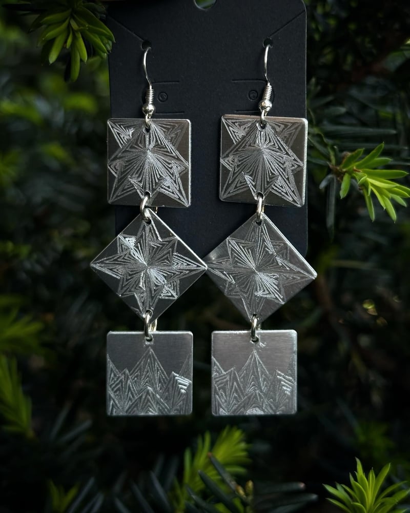 Image of Engraved Silver Earrings 