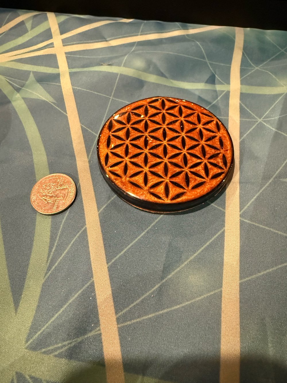 Image of Gold and Black Flower of Life Coasters | Resin Art | Sacred Geometry | Drink Coasters