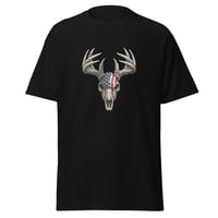 Image 1 of Unisex classic tee, Americana Deer Skull with Antlers Patriotic Tee