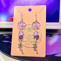 Purple Flower Fairy Charm Dangle Earrings