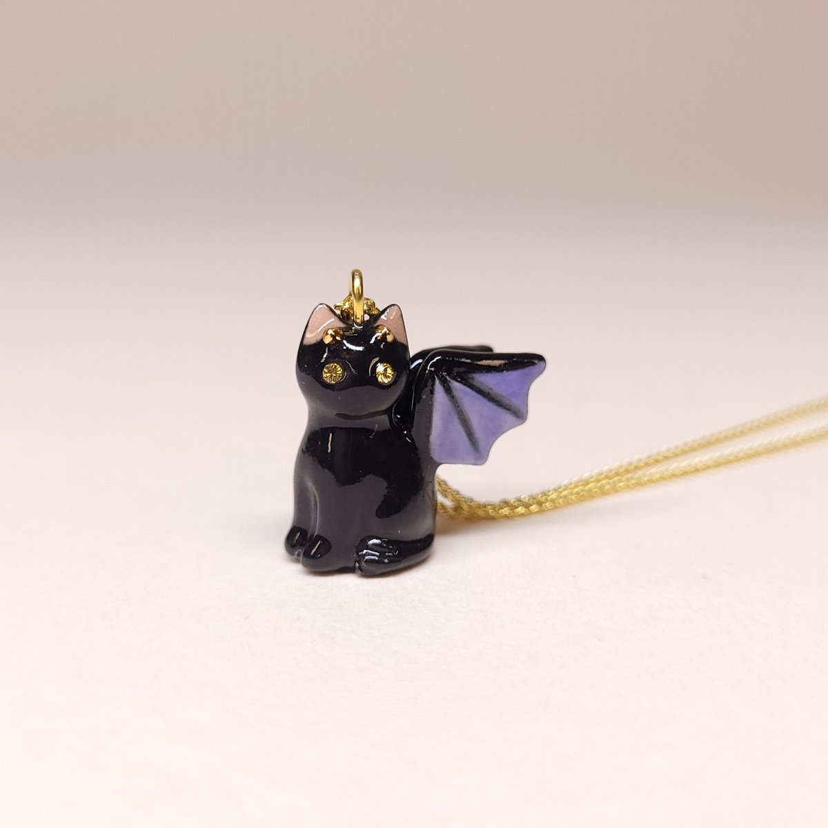 Image of Black Dragon Porcelain & Gold Vermeil Pendant