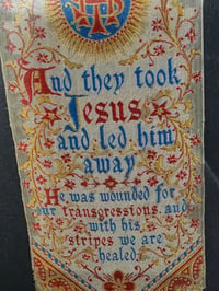 Image 10 of Antique material “Christ’  bookmark in Antique frame with preserved web 
