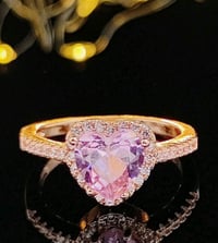 Image 2 of Heart Shape Pink Silver Color Cute Fashion Promise Ring 