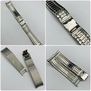 Image of Vintage 1970's mesh slim stainless steel gents watch strap bracelet band,New Old Stock,mint,17.5mm