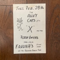 Original  5.5" x 8.5"  1978 Punk Flyer! X, Flesh Eaters and Alley Cats