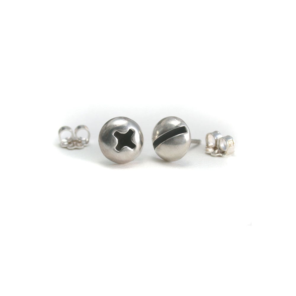 Image of round screw earrings