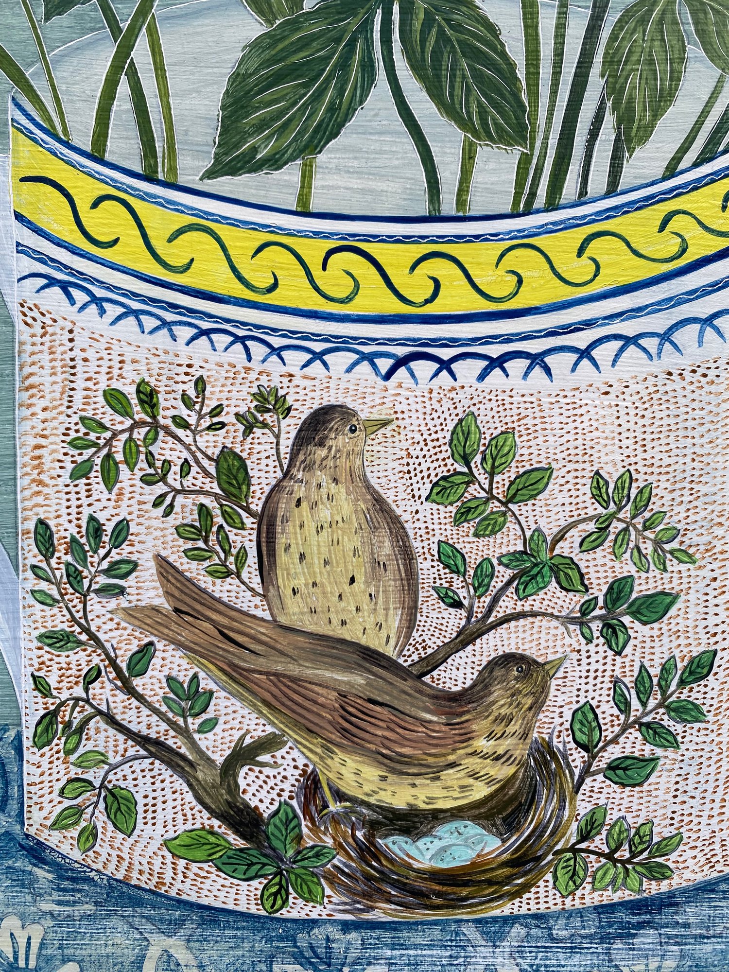 Image of Hellebores and Snowdrops in a bird cup