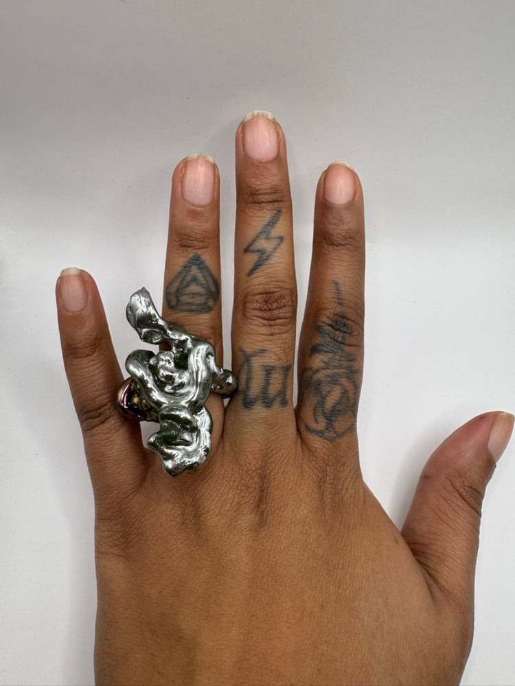 Image of silver two toned ring 