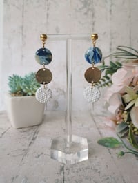 Image 3 of Triple Round Ocean Mist Earrings