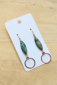 Image 3 of Copper + Hooped Crystal Bead Earrings