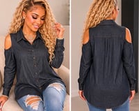 Image 9 of New Large D& Co Open Shoulder Denim Top #1252*10