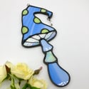 Blue & Green Pixie Mushroom Suncatcher