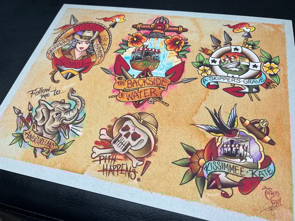 Image of Disney Inspired Traditional Tattoo Flash Sheet: D03 11x14