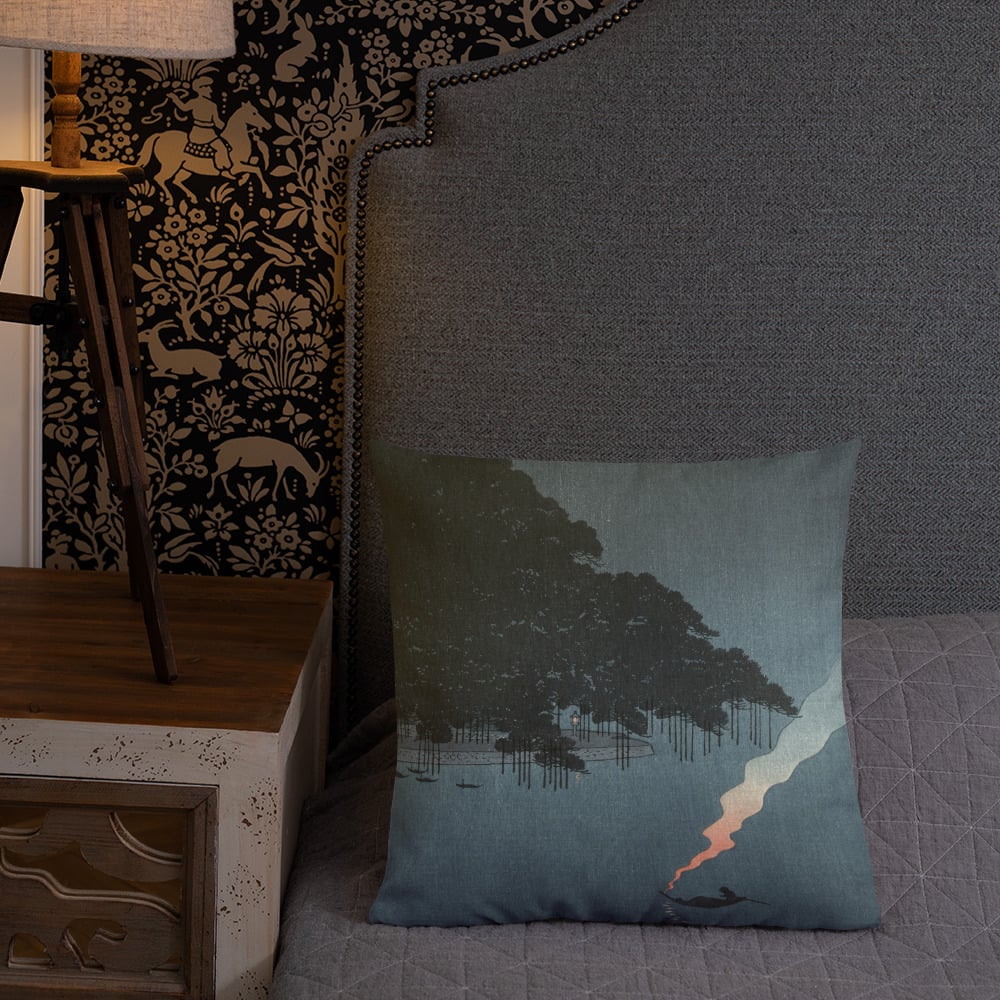 Karasaki - Pines at night - Premium Cushion / Pillow