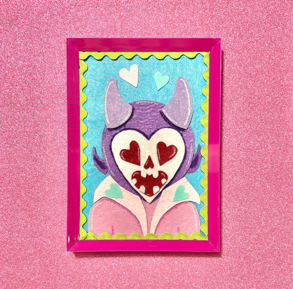 Image of “Skele-Devil” Felt Art Piece