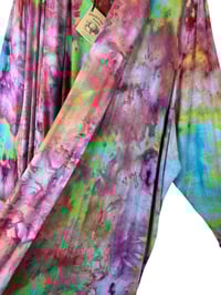 Image 9 of 4X PLUS Jersey Knit Open Cardigan in Kiwi Strawberry Watercolor Ice Dye