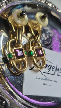 Image 4 of Vinatge Chain Gem Earrings