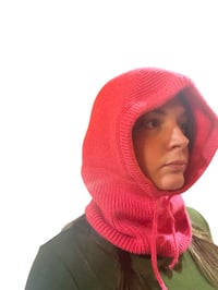 Image 3 of Pink Angora Knit Hooded Snood