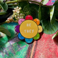 Image 2 of Pronoun Flower Enamel Pins