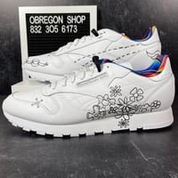 Image 1 of REEBOK CLASSIC LEATHER INTERNATIONAL PEACE DAY MENS SHOES SIZE 12 WHITE BLACK NEW