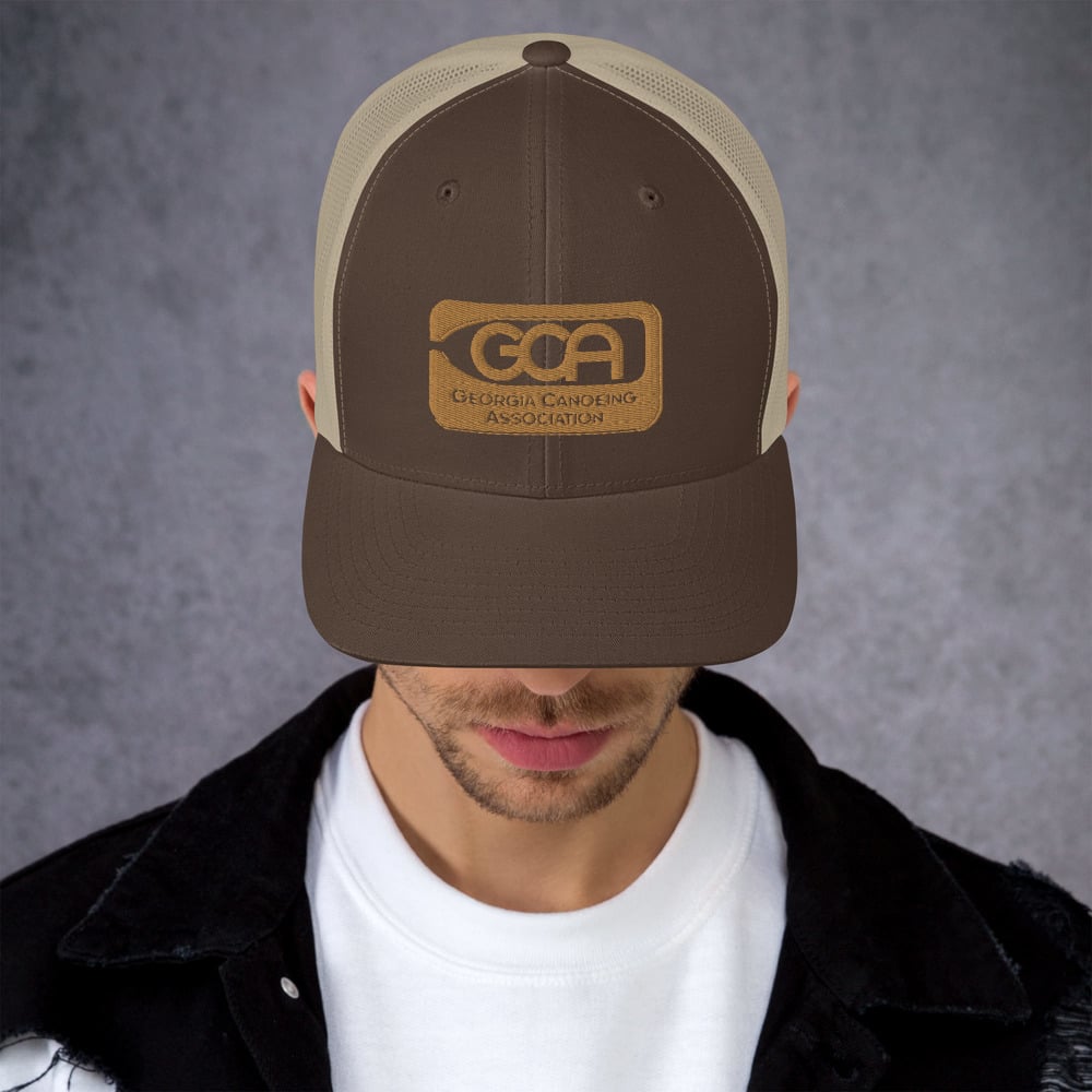 Image of Retro Trucker Cap, gold logo