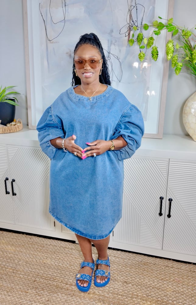 Image of The Cutesy Denim Midi Dress