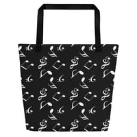Image 3 of black music notes All-Over Print Large Tote Bag