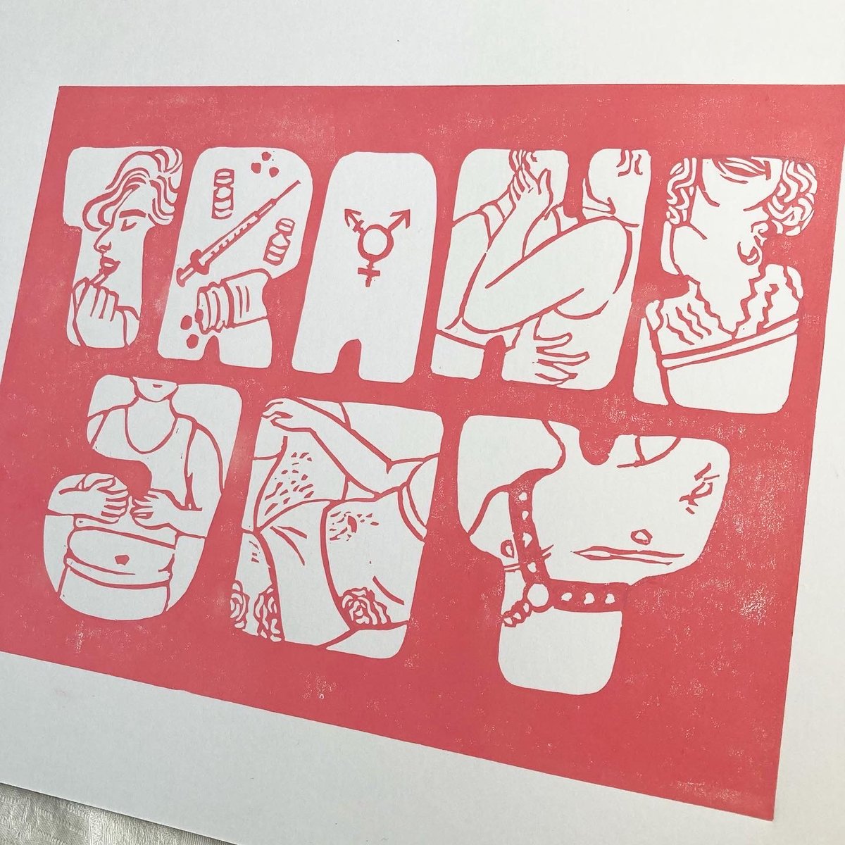 Image of Trans Joy Lino Print