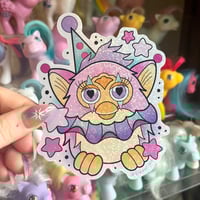 Image 2 of XXL Clown Furby Glitter Sticker