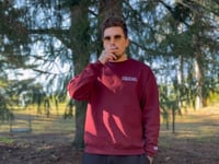 Image 1 of Stoned Embroidered Creweneck-Maroon