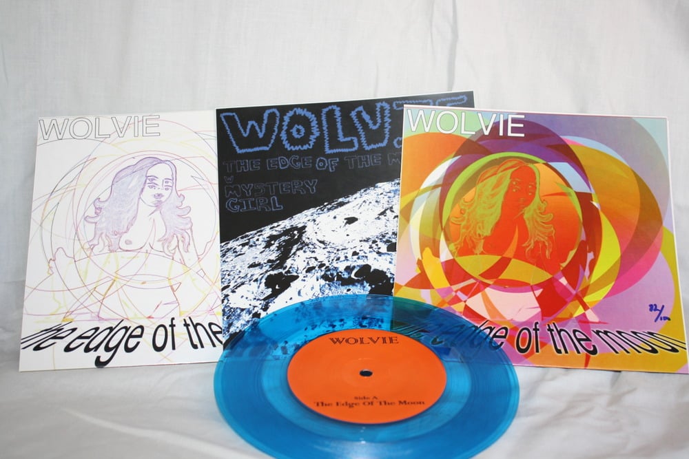 Image of Wolvie "The Edge of the Moon" 7in on limited edition BLUE vinyl