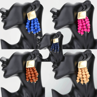 Image 1 of Pearl Statement Tassel/Beaded Tassel Pearl Earrings/Wedding Earrings