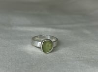 Image 5 of Thick 4mm Hammered Band Sea Foam Sea Glass Ring UK Size O / P