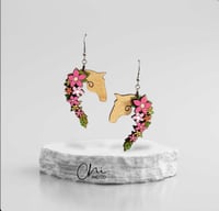 Image 1 of 3D Floral Horse Earring 