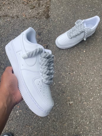 Ice white rope lace af1's