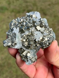 Image 1 of Cubic Pyrite & Fine Quartz Points Cluster #2284